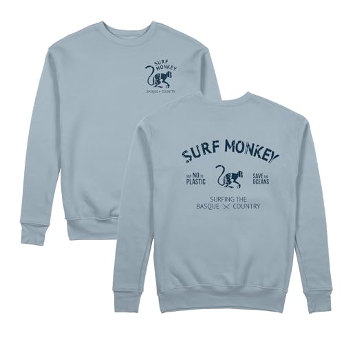 Surf Monkey Save The Oceans Bio-Sweatshirt mit Rundhalsausschnitt, Aqua, Large von Surf Monkey