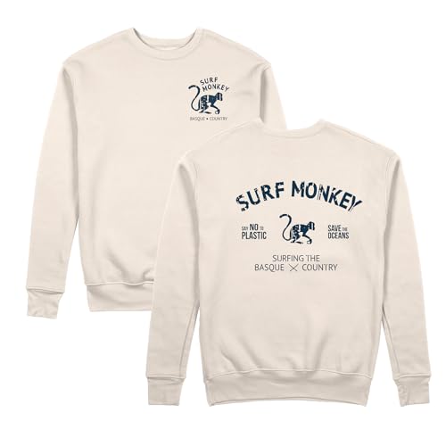 Surf Monkey Save The Oceans Bio-Sweatshirt mit Rundhalsausschnitt (DE/NL/SE/PL, Alphanumerisch, XL, Regular, Regular, Off-White) von Surf Monkey