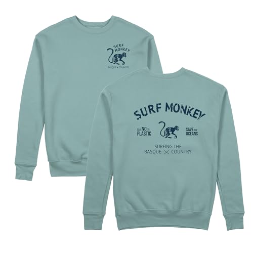 Surf Monkey Save The Oceans Bio-Sweatshirt mit Rundhalsausschnitt (DE/NL/SE/PL, Alphanumerisch, XL, Regular, Regular, Sage) von Surf Monkey