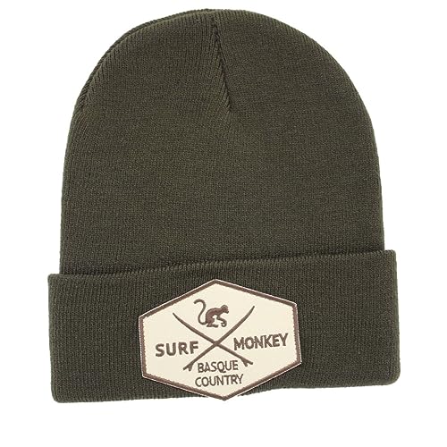 Surf Monkey Strickmütze - Beanie Herren/Damen recycelt - Einheitsgröße - Winter/Herbst Mütze, olivgrün, One size von Surf Monkey