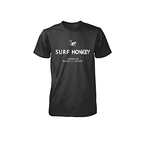T-Shirt aus Bio-Baumwolle Surf Monkey® - Kurzärmeliges T-Shirt mit Rundhalsausschnitt - Herren/Damen - Schwarz, L von Surf Monkey