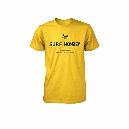 T-Shirt aus Bio-Baumwolle Surf Monkey® - Kurzärmeliges T-Shirt mit Rundhalsausschnitt - Herren/Damen - gelb, S von Surf Monkey