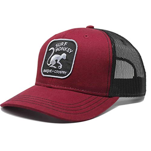 Trucker Cap Damen/Herren Surf Monkey® - One Size (55-61 cm) - Verstellbare Mesh Cap - Snapback mit luftigem Netzteil (Rot/Schwarz) von Surf Monkey