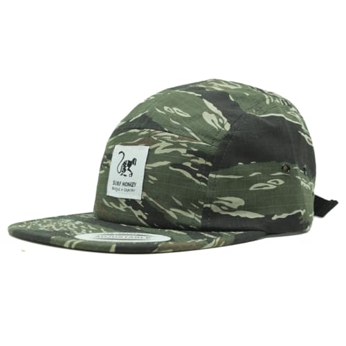 Verstellbare Strapback Cap - Classic Jockey Cap - Baseballmütze für Herren/Damen 5-Panel Cap, Camouflage, One size von Surf Monkey