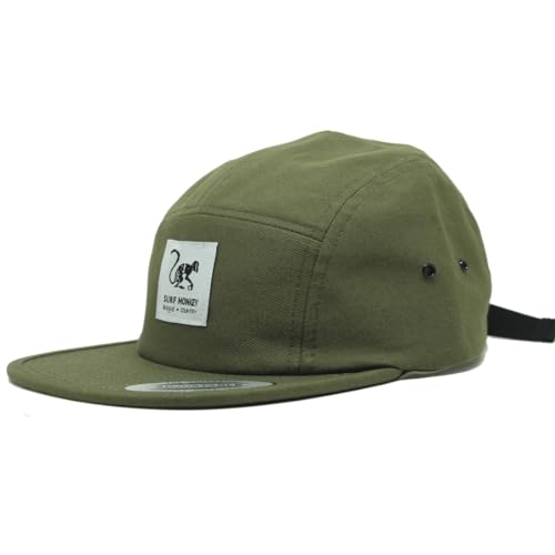 Verstellbare Strapback-Kappe – klassische Jockey Cap – Baseballkappe für Herren/Damen mit 5 Paneelen, olivgrün, One size von Surf Monkey