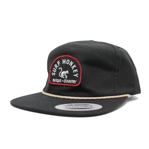 Verstellbare Strapback-Kappe – klassische Jockey Cap – Baseballkappe für Herren/Damen mit 5 Paneelen, Schwarz , One size von Surf Monkey