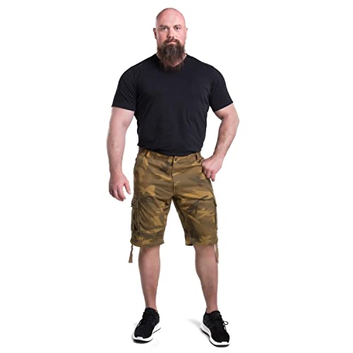 Surf Paradise Cargo Bermuda in Größe 52 I Hose mit Camouflage Optik in Oliv für Herren I Kurze Shorts mit Taschen aus 100% Baumwolle I Alltagshose mit hohem I Cargo-Shorts von Surf Paradise