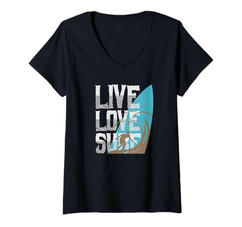 Damen Auffälliges Surfer-Lifestyle- T-Shirt mit V-Ausschnitt Damen Auffälliges Surfer-Lifestyle- T-Shirt mit V-Ausschnitt von Surf Soul Collective