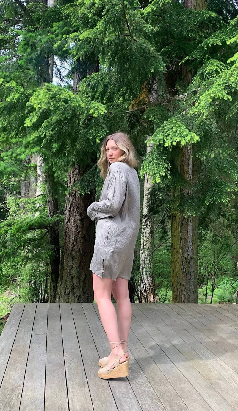 70's Silber Rohseide Kaftan Kleid von SurfandtheCity