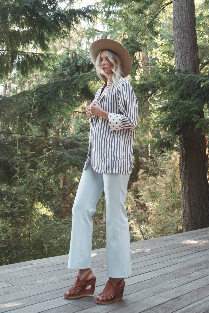 80Er 90Er Vintage Rampage Gestreifte Blazer Jacke, Royal Blau Lila Weiß Gepunktete Gefütterte Anzug Jacke von SurfandtheCity