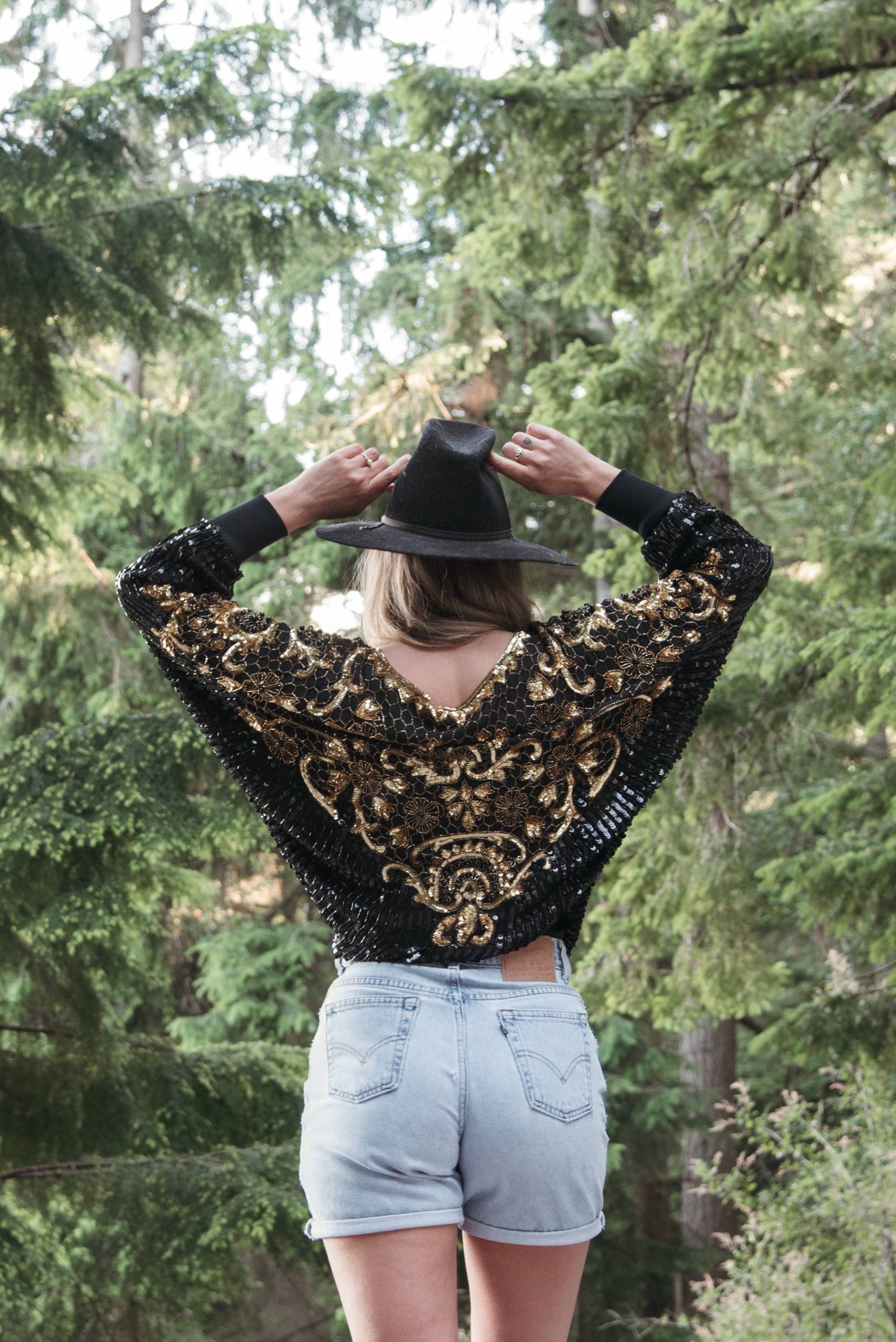 80Er Modi Pailletten Top | Goldene Sonne Perlen Seide Fledermaus Bluse Pullover Oversize Micro Mini Kleid von SurfandtheCity