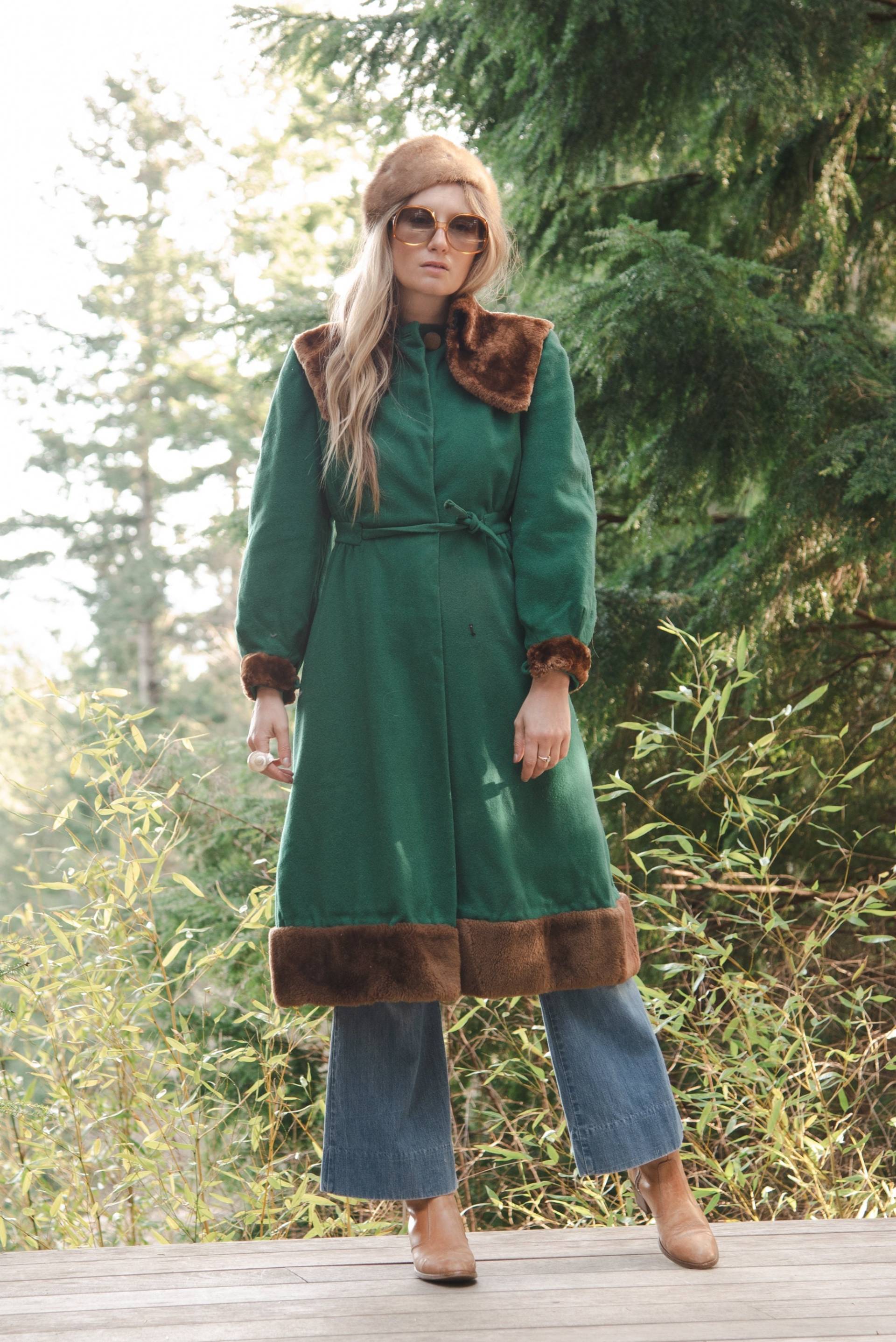 Vintage 1920Er Smaragdgrüner Prinzessinnenmantel Mit Scherbesatz, Xs Small von SurfandtheCity