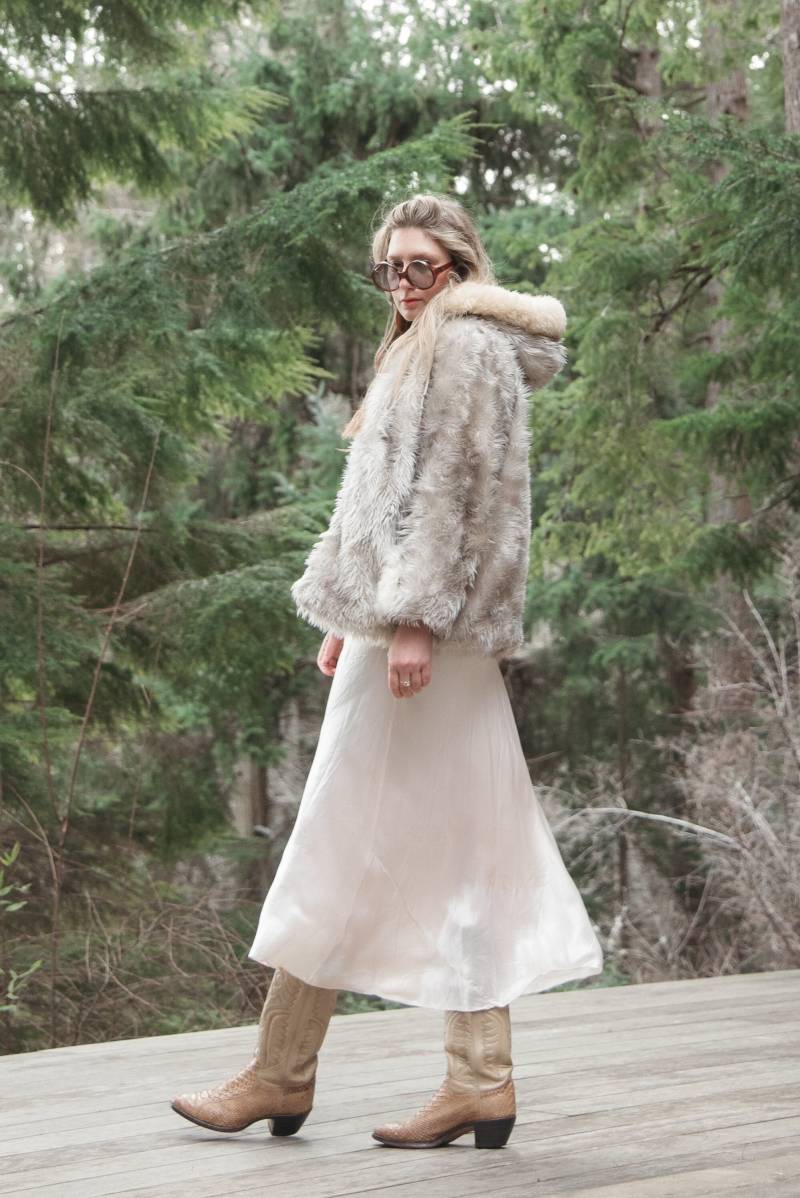 Vintage 60Er Jahre Schaffell Kapuzen Kunstpelz Jacke, Flauschige Shag Pelz Bomber Mod Mantel von SurfandtheCity