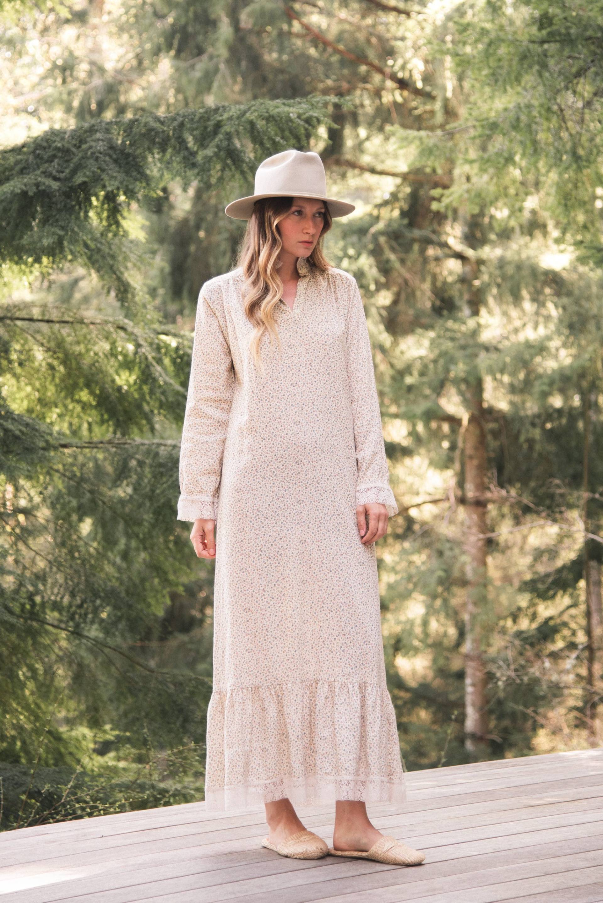 Vintage Blumen Flanell Nachthemd/Hippie Kleid Viyella Gewebte Wolle + Baumwolle Bauernkleid Maxi Sack von SurfandtheCity