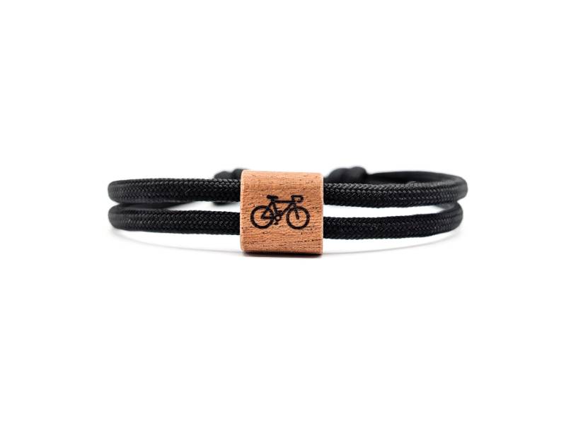 Surfbalance Gravelbike/Rennrad Holzarmband Aus Segeltau Mit Gravur, Minimalistisch, Paracord, Surferarmband, Geschenkidee von Surfbalance