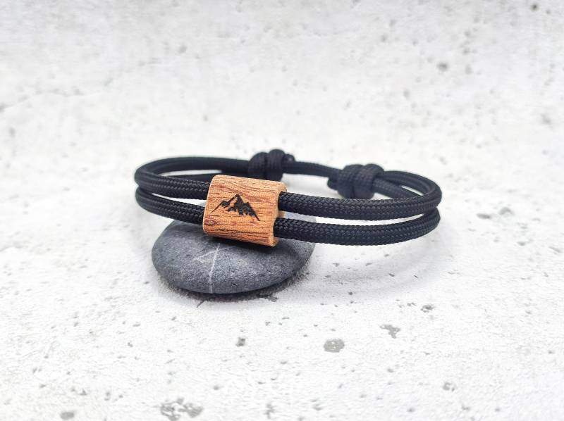Surfbalance Holzarmband Aus Segeltau Mit Gravur, Minimalistisch, Paracord, Surferarmband, Geschenkidee von Surfbalance