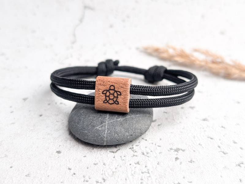 Surfbalance Holzarmband Aus Segeltau Mit Gravur, Minimalistisch, Paracord, Surferarmband, Geschenkidee von Surfbalance