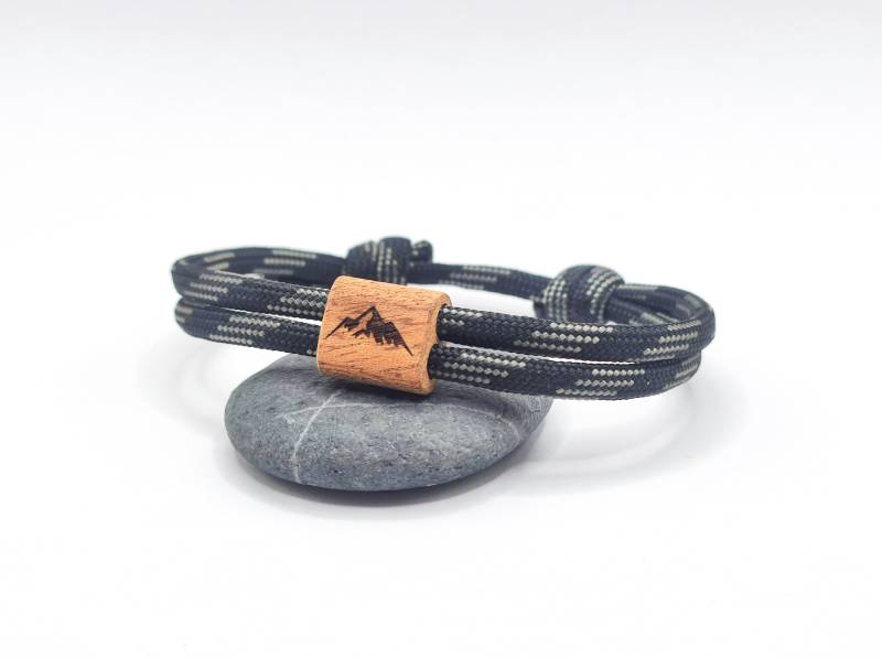 Surfbalance Holzarmband Aus Segeltau Mit Gravur, Minimalistisch, Paracord, Surferarmband, Geschenkidee von Surfbalance