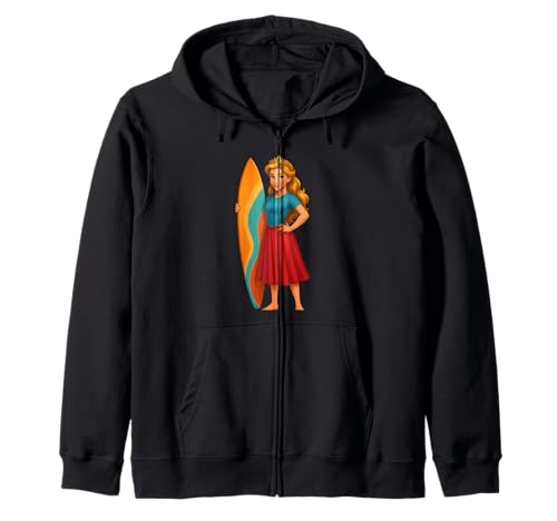 Surfende Prinzessin mit Surfbrett Kostüm für Erwachsene und Kinder Kapuzenjacke Surfende Prinzessin mit Surfbrett Kostüm für Erwachsene und Kinder Kapuzenjacke von Surfboard Princess