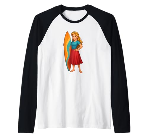 Surfende Prinzessin mit Surfbrett Kostüm für Erwachsene und Kinder Raglan Surfende Prinzessin mit Surfbrett Kostüm für Erwachsene und Kinder Raglan von Surfboard Princess