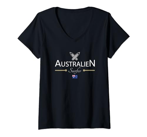 Damen Surfen Australien Surftraining Surferin Zubehör Surfer T-Shirt mit V-Ausschnitt von Surfen Australien Geschenk & Surftraining Zubehör