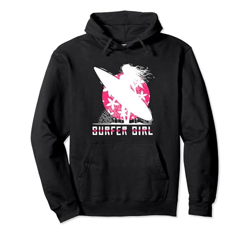 Surfer Girl Surfen Surfbrett Windsurfen Design Outfit Pullover Hoodie Surfer Girl Surfen Surfbrett Windsurfen Design Outfit Pullover Hoodie von Surfen Urlaub Meer Strand Retro Frauen Mädchen