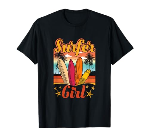 Surfer Girl Beach Retro 70er Jahre Vintage Surfen Urlaub Sommer T-Shirt von Surfer Girl Beach 70s Surfing Vacation Summer