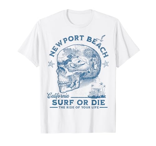 Newport Beach Surfing Girl Pacific Ocean Surfboard für Herren und Jungen T-Shirt Newport Beach Surfing Girl Pacific Ocean Surfboard für Herren und Jungen T-Shirt von Surfer Skull Graphic Surf Or Die Vintage Wave Ride