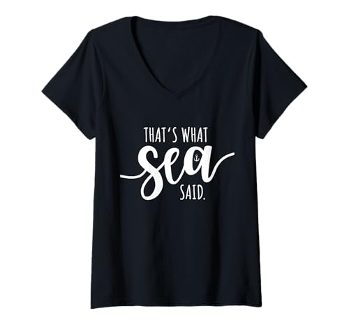 Damen That's What Sea Said Surfer Welle Surfer Ozean Strand Surf T-Shirt mit V-Ausschnitt von Surfer Sprüche für Sommer Surfen & Wellenreiten