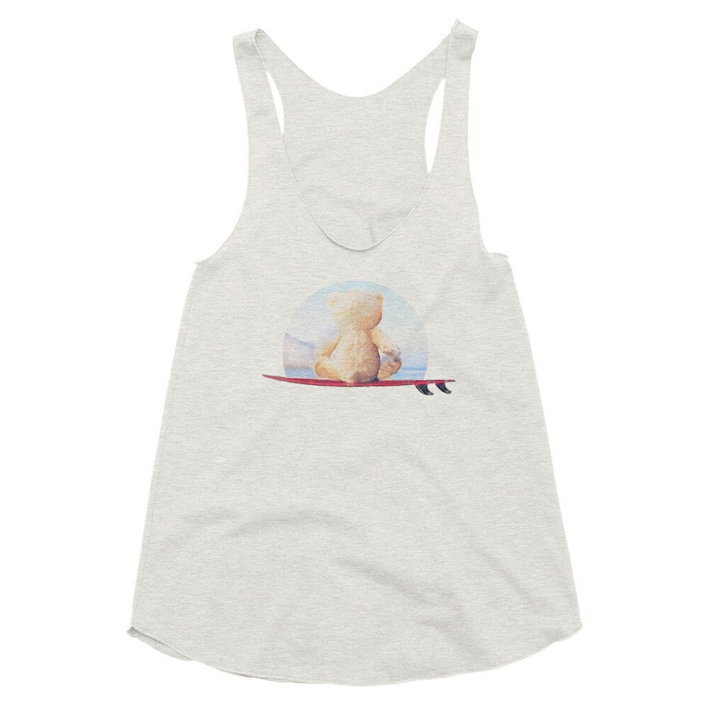 Surf Meditierender Teddybär Für Surfer Und Meditation - Damen Tri-Blend Racerback Tank Surf Meditierender Teddybär Für Surfer Und Meditation - Damen Tri-Blend Racerback Tank von Surfersandyogis