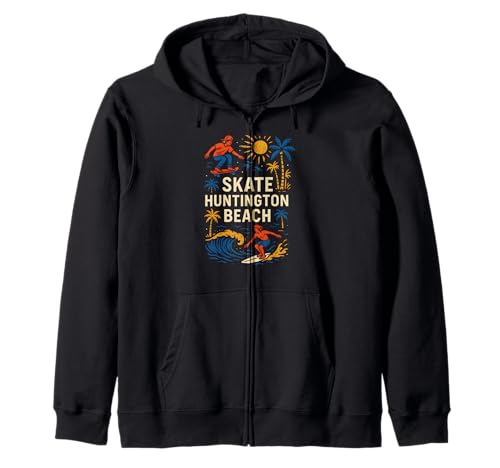California Skate Huntington Beach Retro Herren Surfs Up Kapuzenjacke von Surfs Up Huntington Beach Skateboarding Apparel