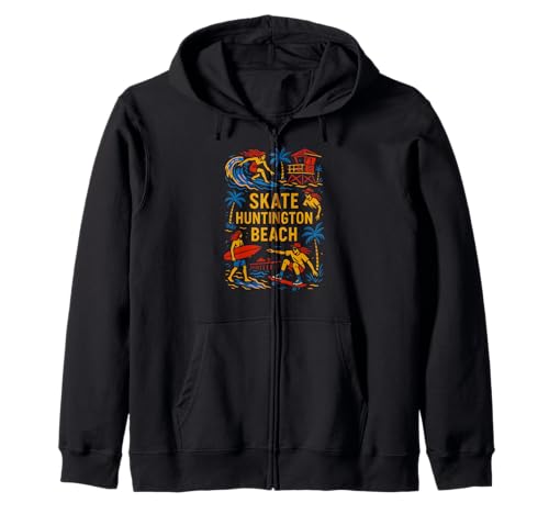 California Skate Huntington Beach Retro Herren Surfs Up Kapuzenjacke von Surfs Up Huntington Beach Skateboarding Apparel