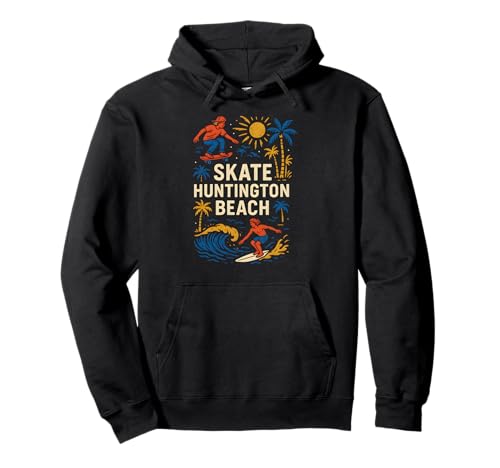 California Skate Huntington Beach Retro Herren Surfs Up Pullover Hoodie von Surfs Up Huntington Beach Skateboarding Apparel