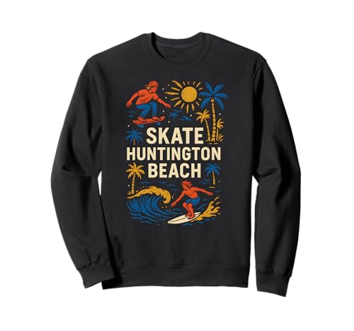 California Skate Huntington Beach Retro Herren Surfs Up Sweatshirt von Surfs Up Huntington Beach Skateboarding Apparel
