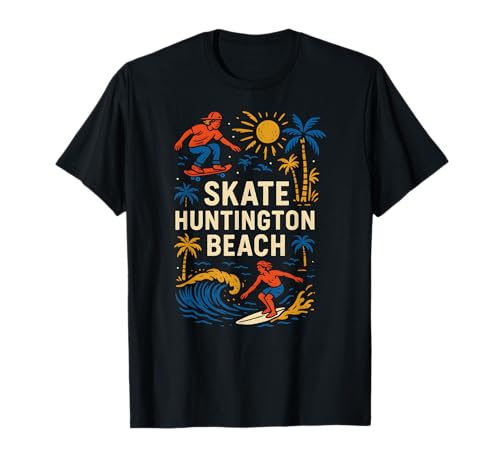 California Skate Huntington Beach Retro Herren Surfs Up T-Shirt von Surfs Up Huntington Beach Skateboarding Apparel
