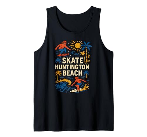 California Skate Huntington Beach Retro Herren Surfs Up Tank Top von Surfs Up Huntington Beach Skateboarding Apparel