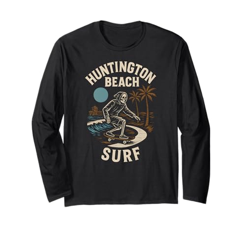 California Surfing Huntington Beach Surf Retro Herren Surfs Up Langarmshirt von Surfs Up Huntington Beach Skateboarding Apparel
