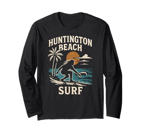 California Surfing Huntington Beach Surf Retro Herren Surfs Up Langarmshirt von Surfs Up Huntington Beach Skateboarding Apparel
