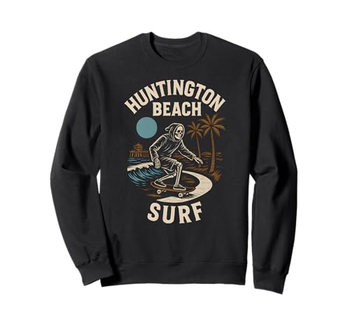 California Surfing Huntington Beach Surf Retro Herren Surfs Up Sweatshirt von Surfs Up Huntington Beach Skateboarding Apparel