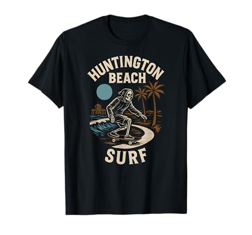 California Surfing Huntington Beach Surf Retro Herren Surfs Up T-Shirt von Surfs Up Huntington Beach Skateboarding Apparel