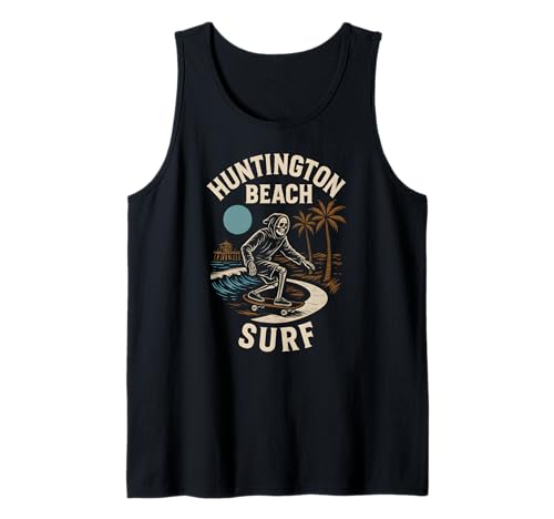 California Surfing Huntington Beach Surf Retro Herren Surfs Up Tank Top von Surfs Up Huntington Beach Skateboarding Apparel