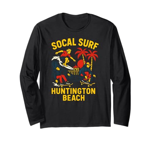 SoCal Surf Huntington Beach Vintage Herren Surfs Up Langarmshirt von Surfs Up Huntington Beach Skateboarding Apparel