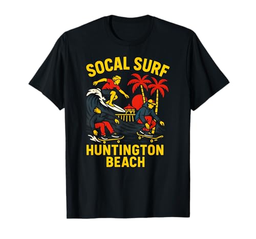 SoCal Surf Huntington Beach Vintage Herren Surfs Up T-Shirt von Surfs Up Huntington Beach Skateboarding Apparel