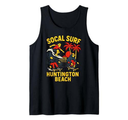 SoCal Surf Huntington Beach Vintage Herren Surfs Up Tank Top von Surfs Up Huntington Beach Skateboarding Apparel