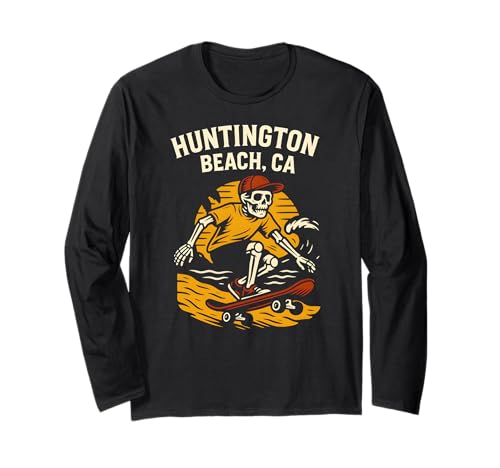 Surfer Huntington Beach CA Retro Herren Surfs Up Langarmshirt von Surfs Up Huntington Beach Skateboarding Apparel