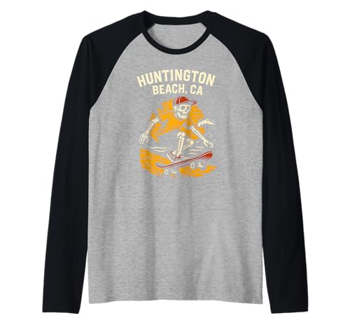 Surfer Huntington Beach CA Retro Herren Surfs Up Raglan von Surfs Up Huntington Beach Skateboarding Apparel