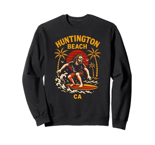 Surfer Huntington Beach CA Retro Herren Surfs Up Sweatshirt von Surfs Up Huntington Beach Skateboarding Apparel