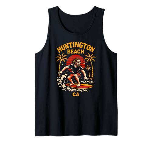 Surfer Huntington Beach CA Retro Herren Surfs Up Tank Top von Surfs Up Huntington Beach Skateboarding Apparel