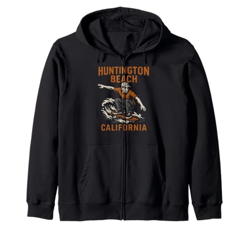 Surfing Huntington Beach California Vintage Herren Beach Life Kapuzenjacke von Surfs Up Huntington Beach Skateboarding Apparel