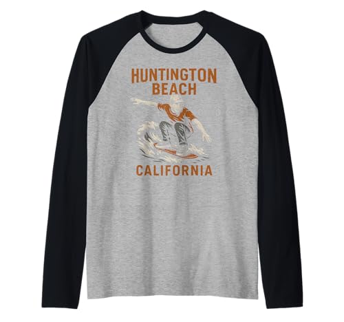 Surfing Huntington Beach California Vintage Herren Beach Life Raglan von Surfs Up Huntington Beach Skateboarding Apparel